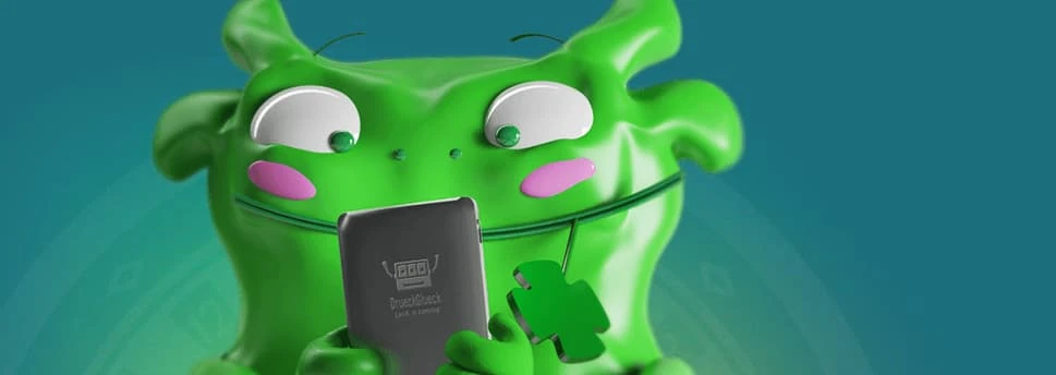 Lille grønt monster der spiller Drueckglueck på casino app