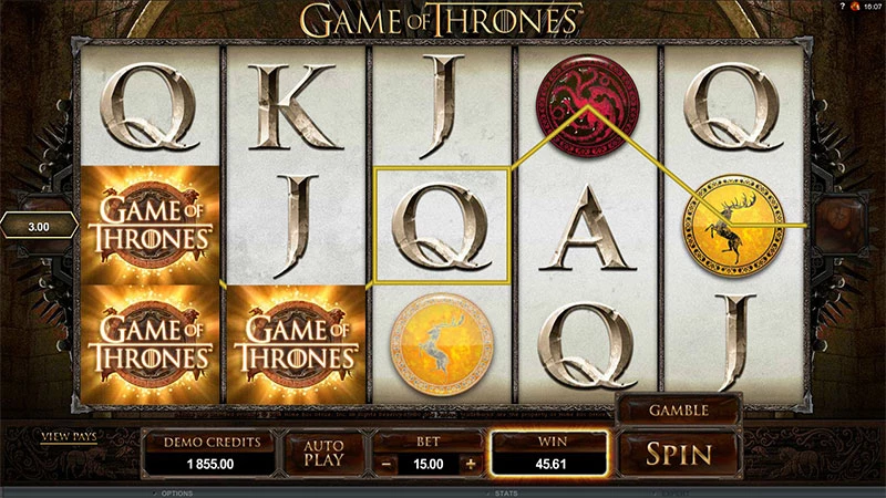 Game of Thrones spilleautomat Spilleplade med Symboler