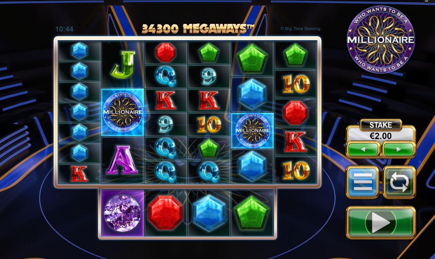 Who Wants to be a Millionaire spilleautomat Spilleplade med Juvel Symboler
