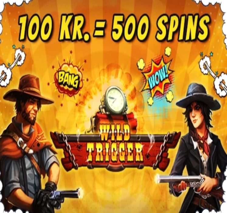 100 kr = 500 spins bonus til wild trigger hos kapow