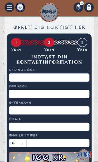 registering af Valhalla Casino